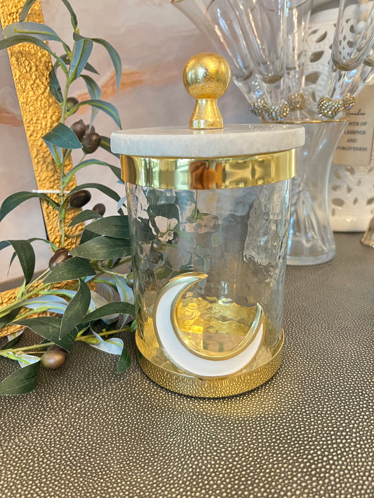 Marble and Gold Canister with Moon Detailed (Eid/Ramadan)