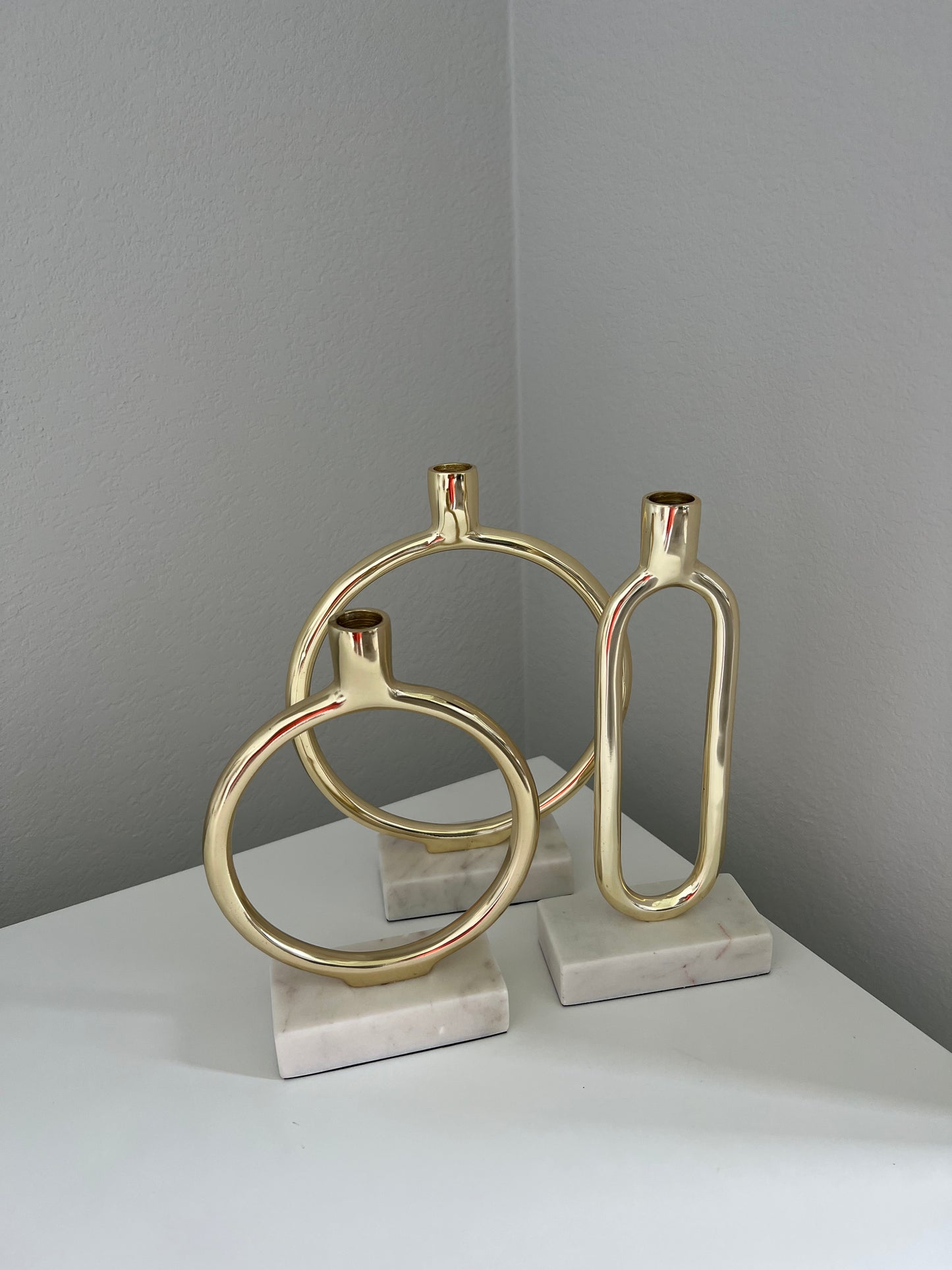 Gold Taper Candle Holder with marble Base ( 3 Sizes)
