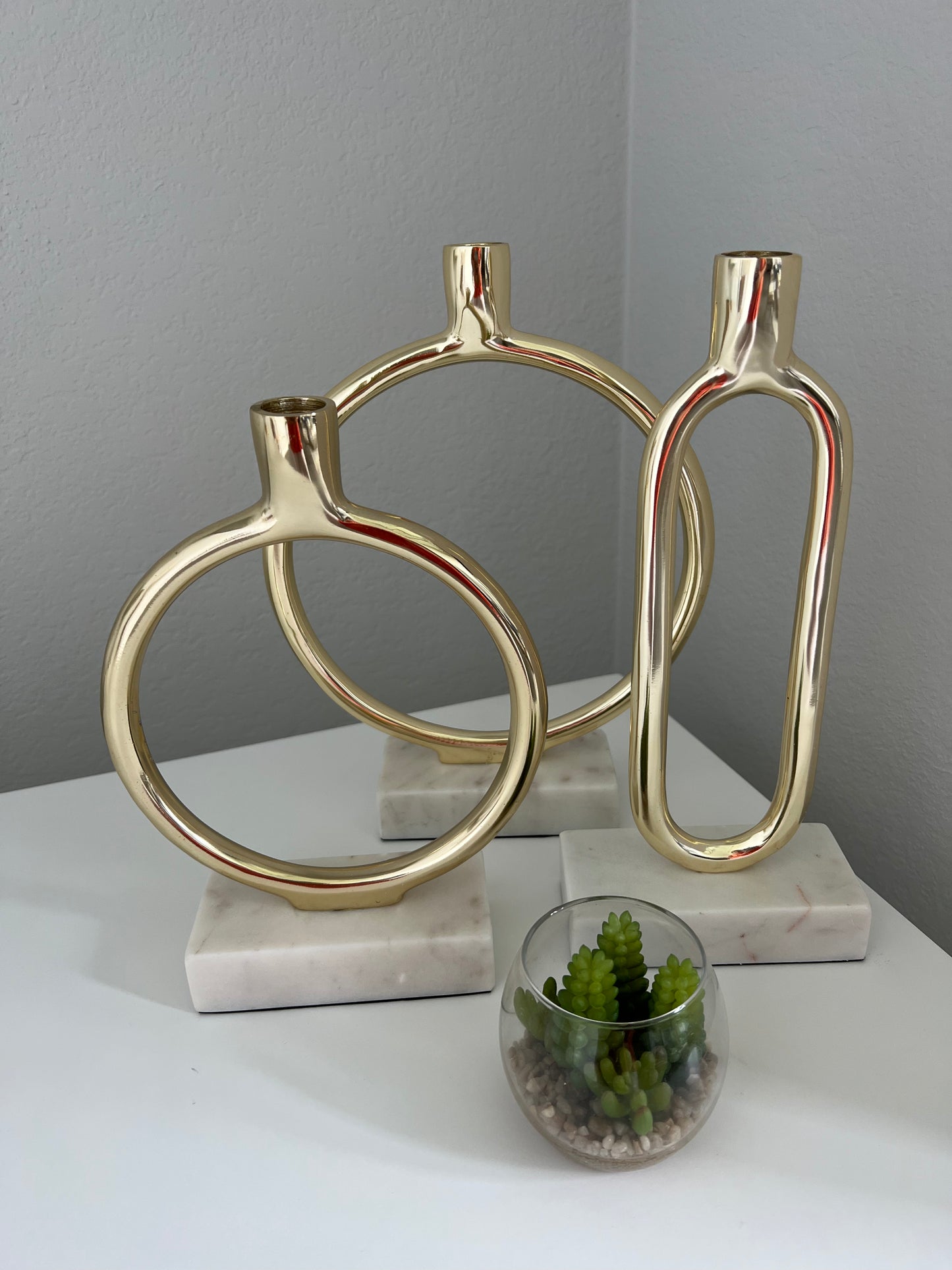 Gold Taper Candle Holder with marble Base ( 3 Sizes)