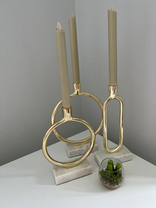 Gold Taper Candle Holder with marble Base ( 3 Sizes)