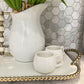 Gold and White Beaded Tray w/ Beaded Handles