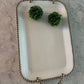 Gold and White Beaded Tray w/ Beaded Handles