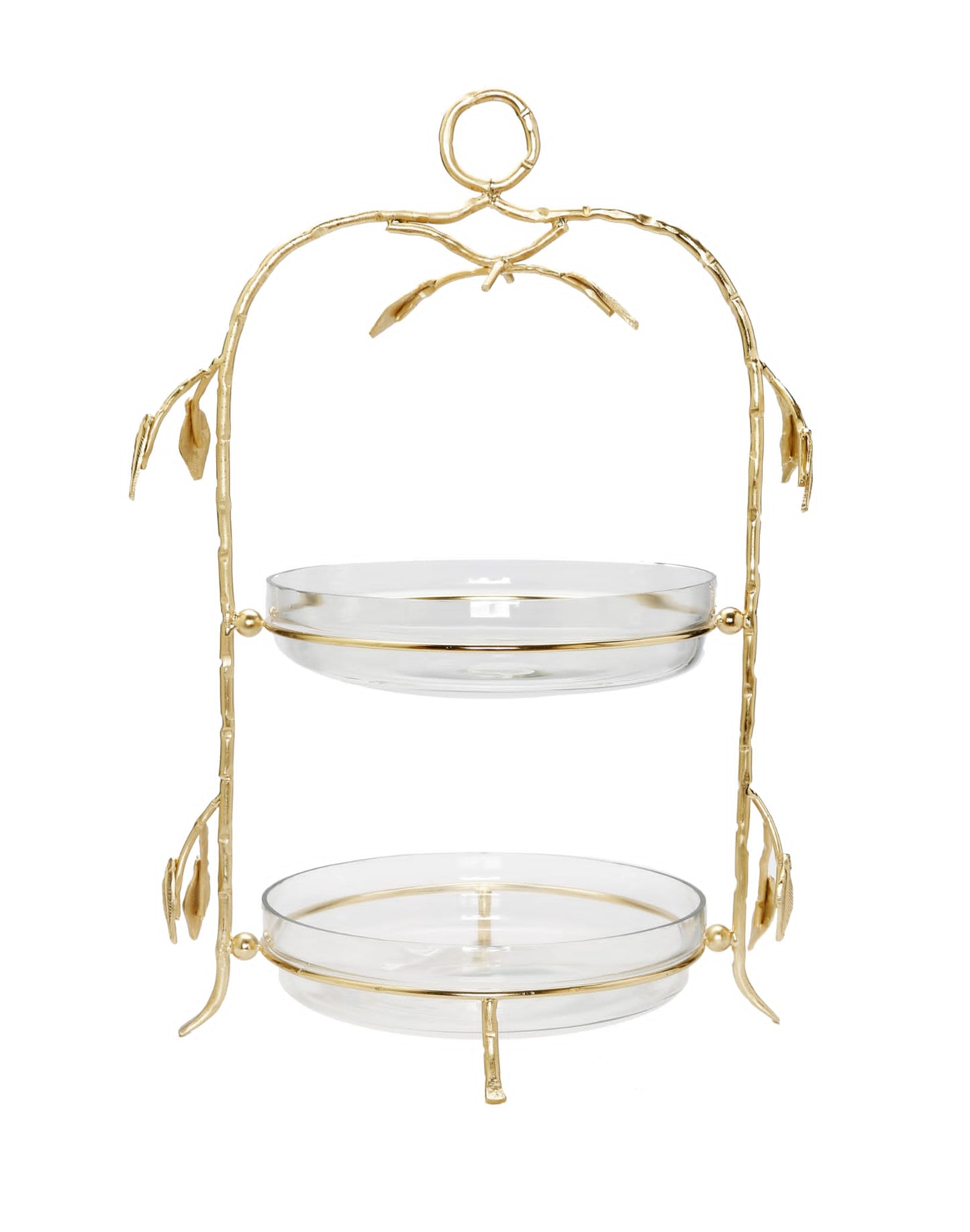 Two-Tiered Gold Leaf Serving Display