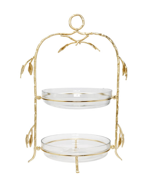 Two-Tiered Gold Leaf Serving Display