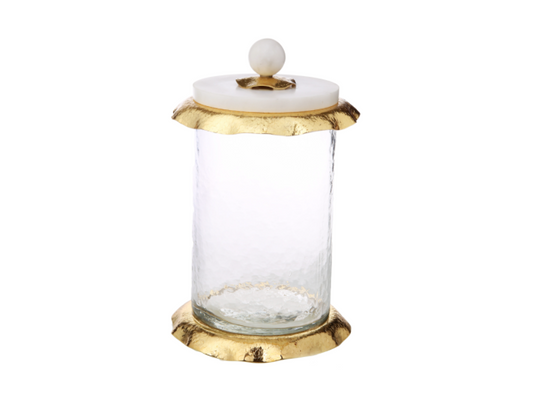 MARBLE & GOLD HAMMERED CANISTERS (MEDIUM)