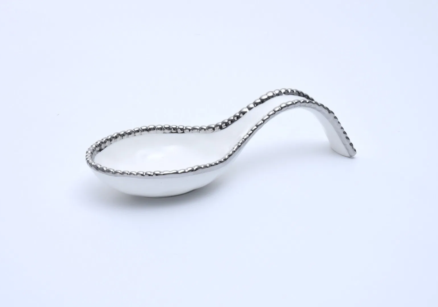 Silver and White Beaded Spoon Rest