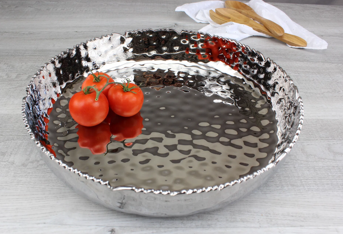 Extra Large Silver Shallow Bowl