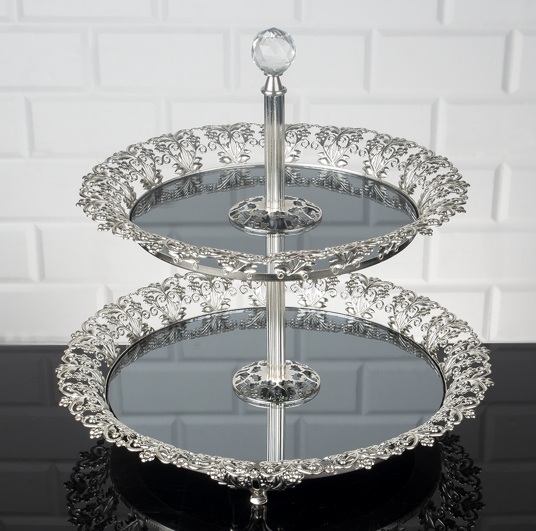 Silver Mirrored Tier Serving Stand