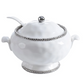 Silver and White Beaded Soup Tureen with Ladle