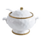 Gold and White Beaded Soup Tureen with Ladle