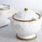 Gold and White Beaded Soup Tureen with Ladle