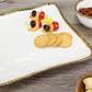 Gold and White Beaded Square Dinner Plate