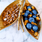 Gold Leaf Shaped Relish Double Dish with Birch