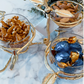 Gold Leaf 3 bowl Snack Dish with Glass Inserts