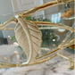 Gold Hammered Glass Salad Bowl with Leaf Details