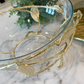 Gold Hammered Glass Salad Bowl with Leaf Details