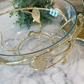 Gold Hammered Glass Salad Bowl with Leaf Details