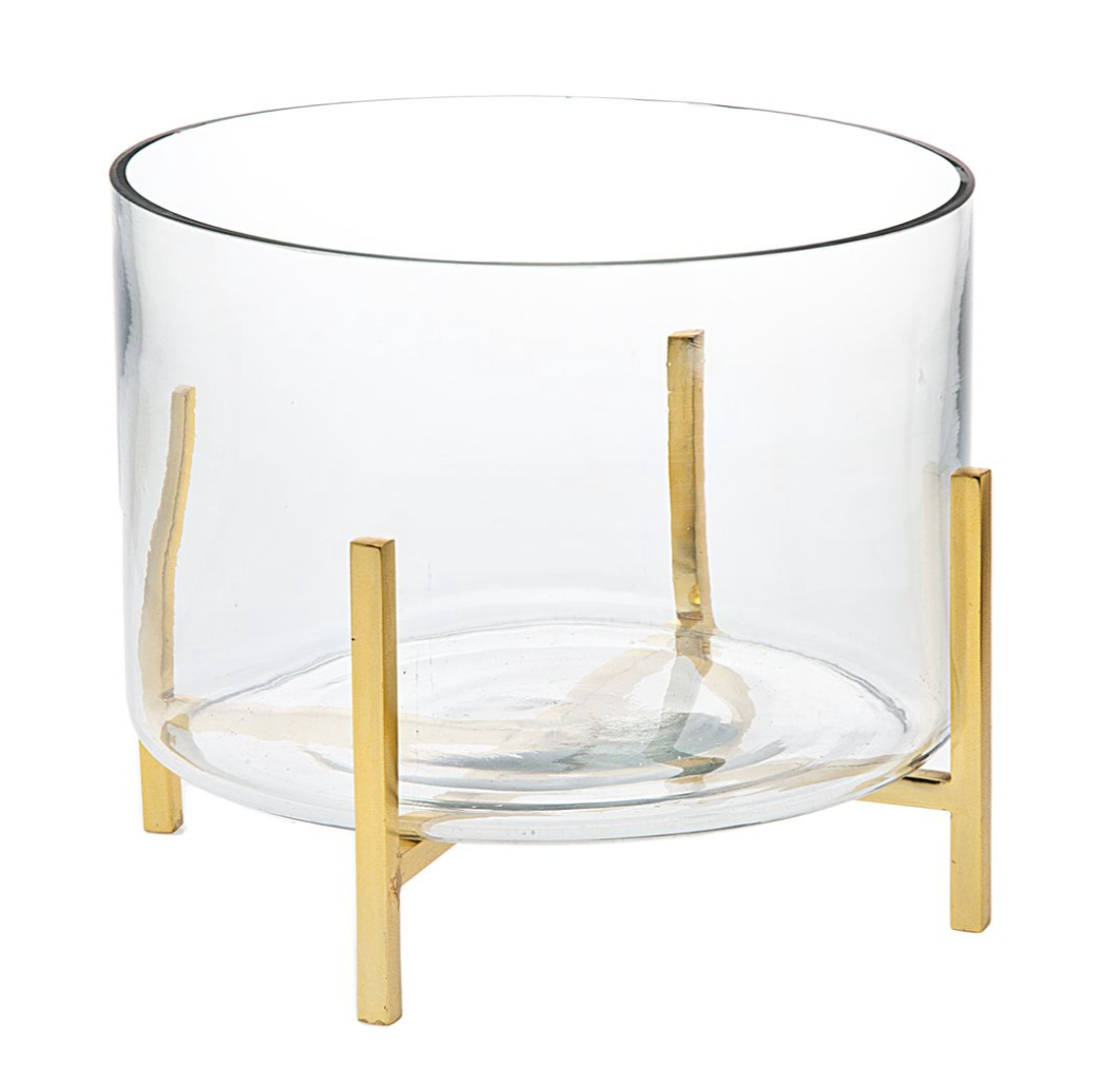 Glass  Deep Bowl with Gold Stand