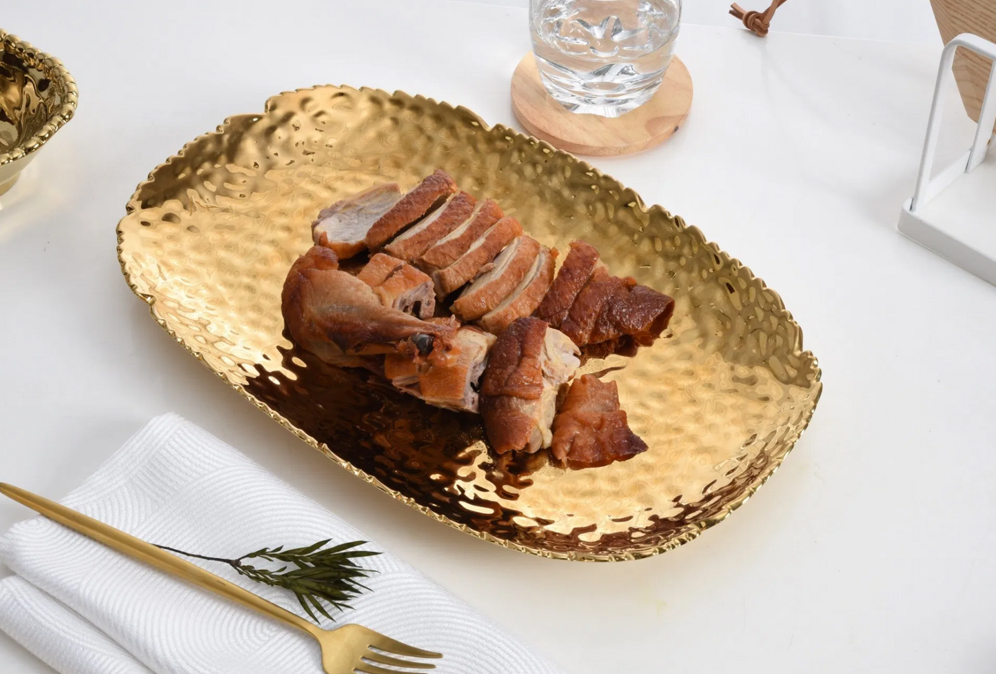 Gold Medium Hammered Serving Platter