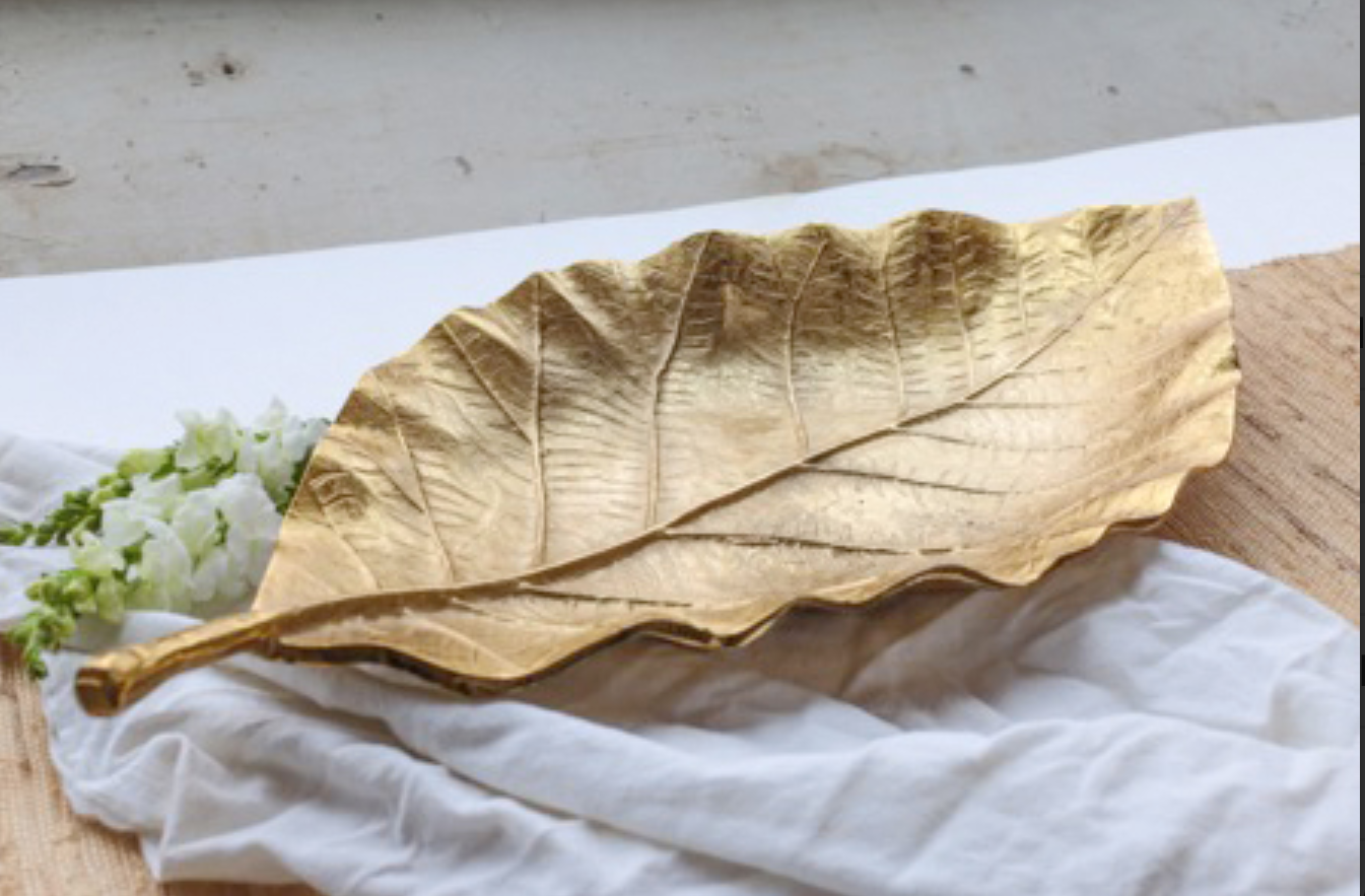 Large Gold Glided Leaf Tray