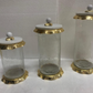 MARBLE & GOLD HAMMERED CANISTERS (3 PIECES SET)