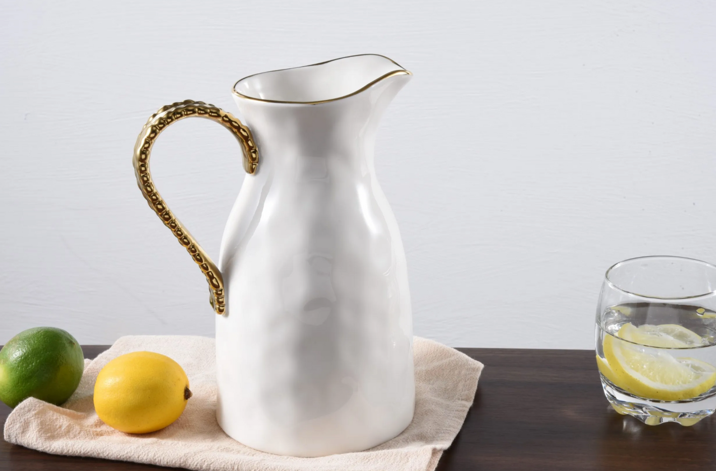Gold Beaded Handle Pitcher