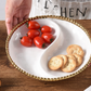 Gold and White Beaded Sectioned Serving Platter