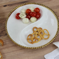 Gold and White Beaded Sectioned Serving Platter