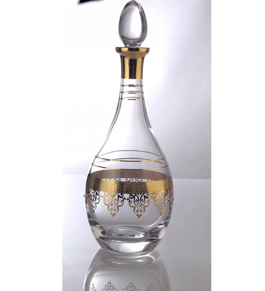 Gold and Glass Decanter with Glass Stopper