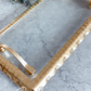 Glass Rectangle Tray with Gold Handles and Ruffled Edge