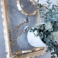 Glass Rectangle Tray with Gold Handles and Ruffled Edge