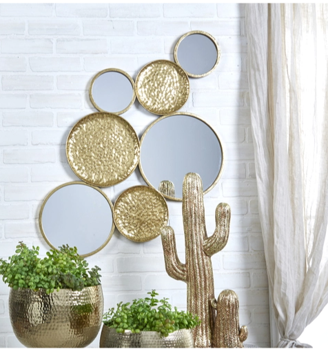 Circle Mirrored Wall Decor (Gold)