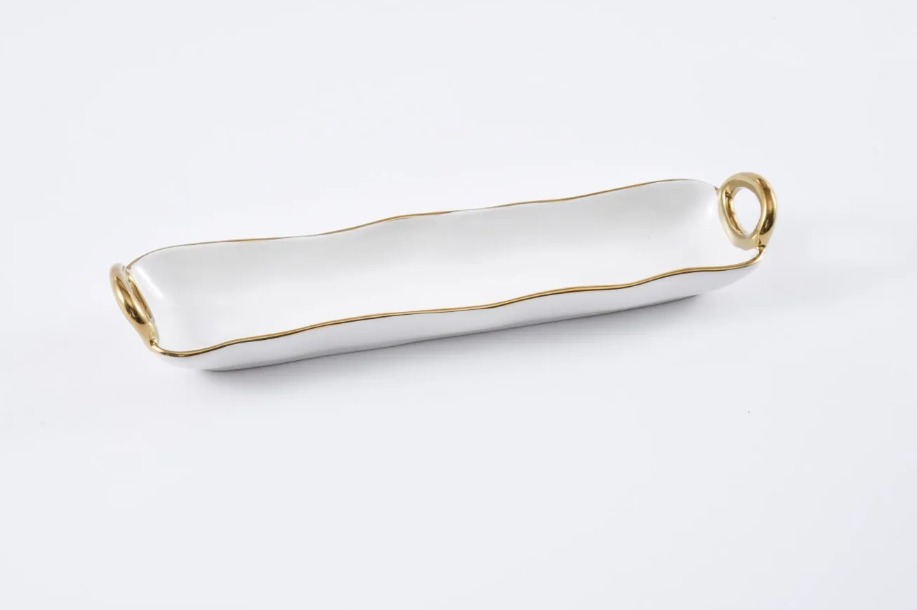 Gold Handle Long Serving Tray