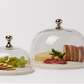 Marble and Glass Food Dome with Silver Knob (2 Sizes)