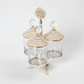 Pearl Silver Canister with Acrylic Ball Lid and Hanger Stand  (SET OF 3 )