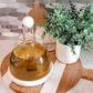 Glass Decanter with Round Marble Topper and Base