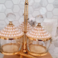 Pearl Gold Canister with Acrylic Ball Lid and Hanger Stand  (SET OF 3 )