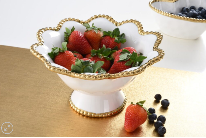 Gold Flower-Shaped Footed Snack Bowl