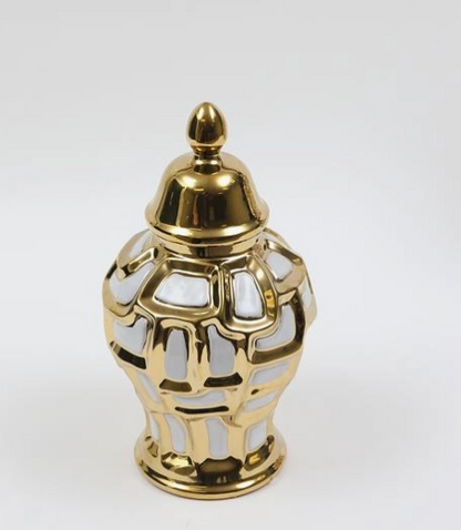 Gold & White Ginger Jar (3 Sizes)