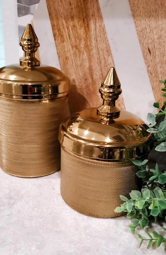 Gold Metal Hammered Canister (3 Sizes)