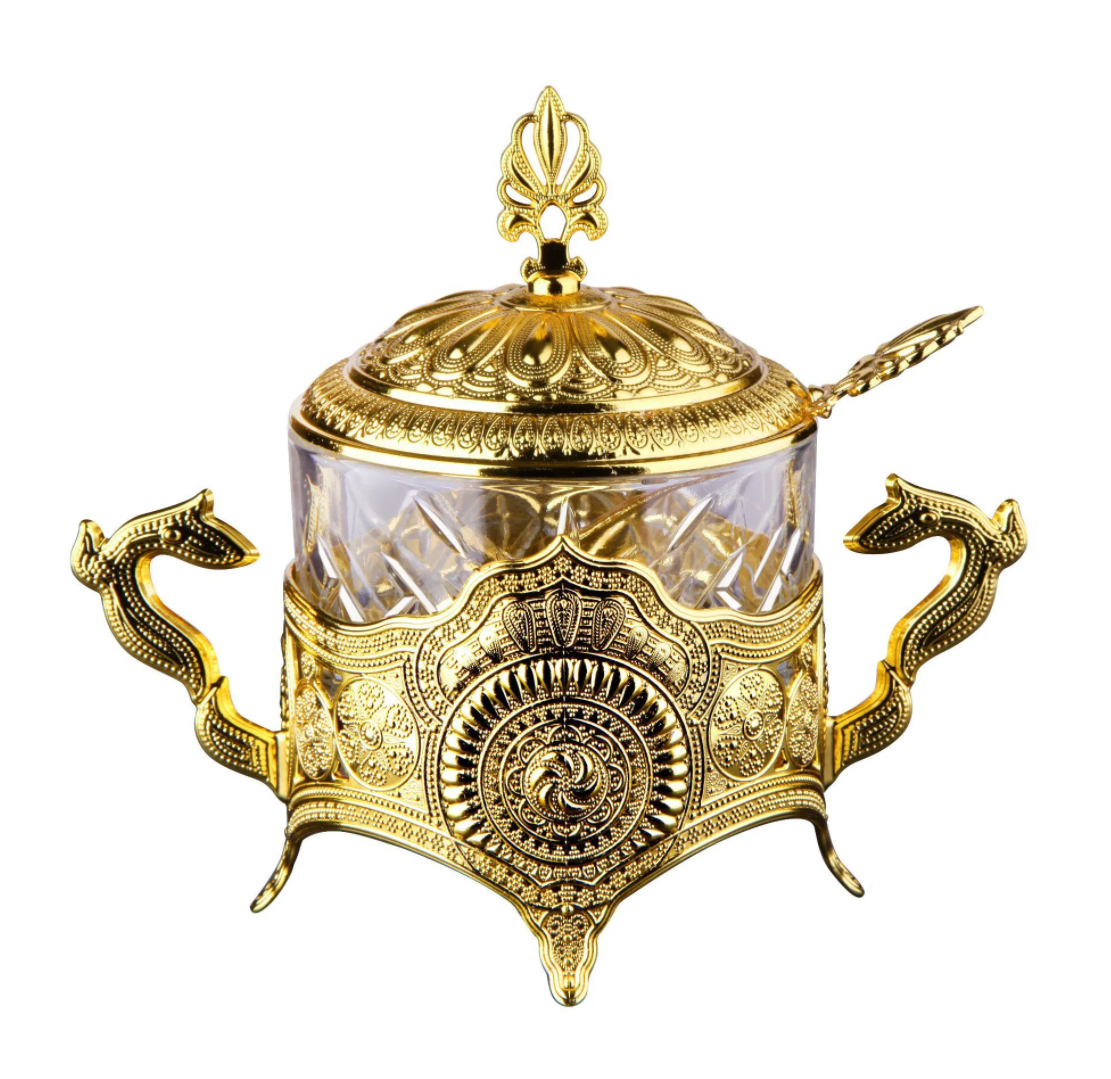 Gold Timeless Sugar Bowl with Spoon