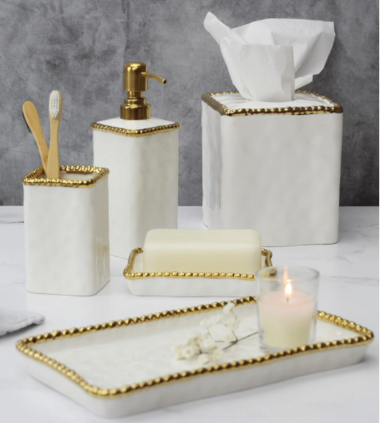 Gold Beaded Bathroom Collection (5 Items)