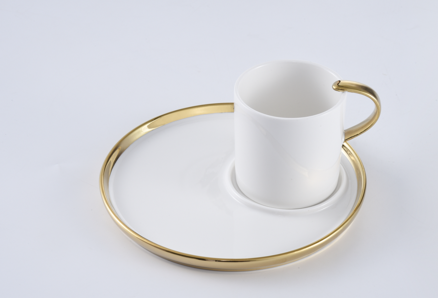 Gold & White Cup and Plate (2 Sizes)