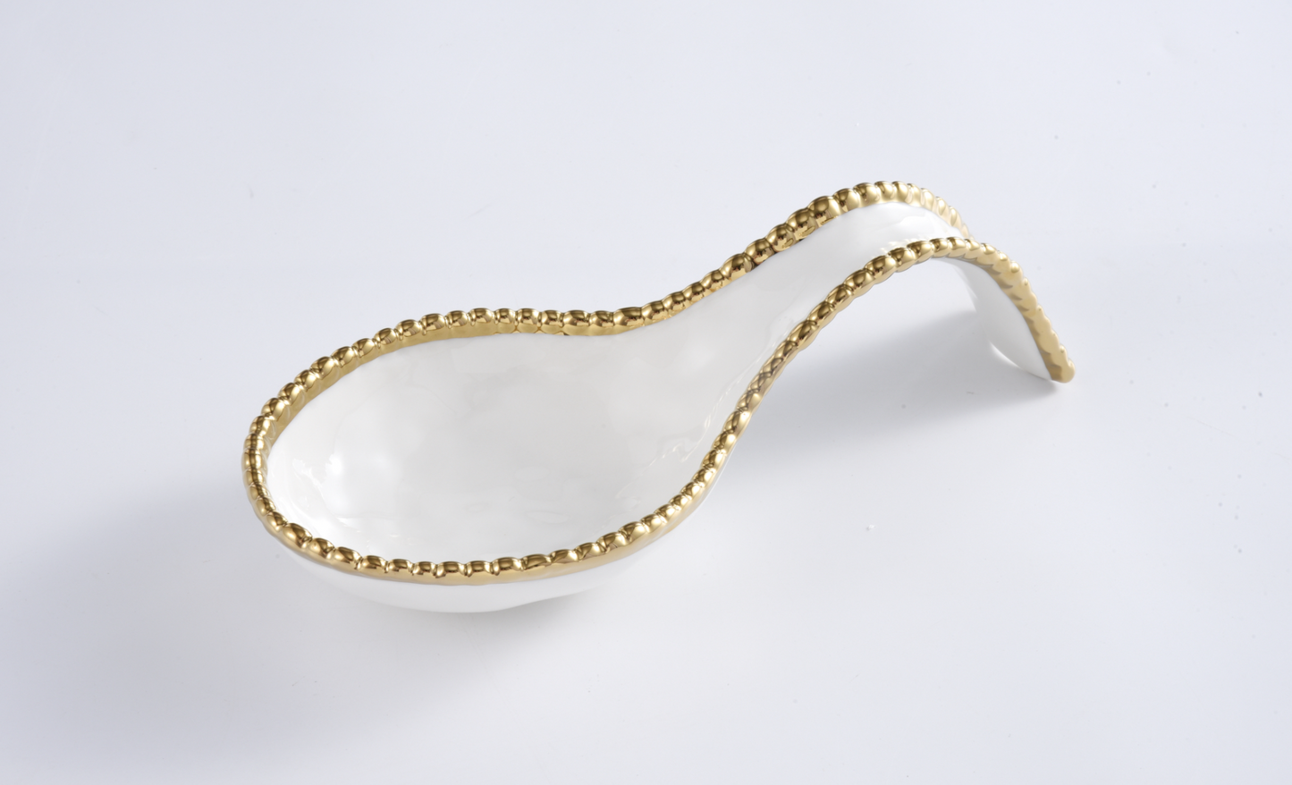 Gold and White Beaded Spoon Rest