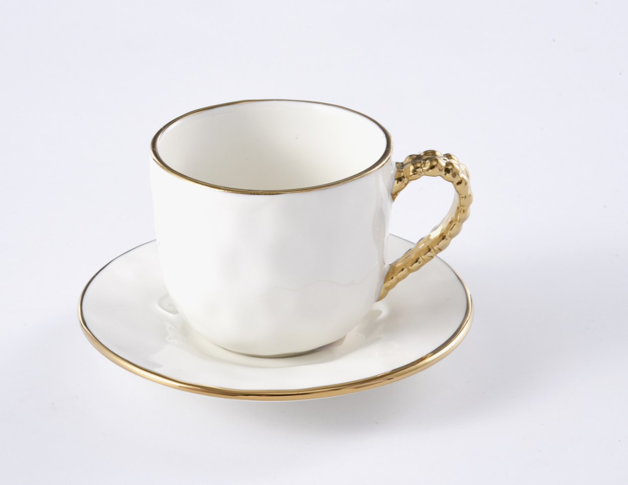 Gold Beaded Tea Cup & Saucer