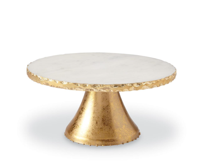Gold Foil Marble Pedestal Stand