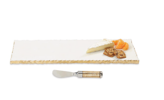 Long Gold Edge Marble Serving Board Set