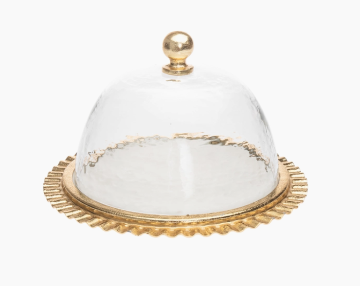 Gold Cake Dome with Ripple Edge
