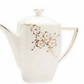 White and Gold lidded Teapot w/ Floral Details