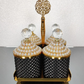 Gold and Black Pearl 4 Pcs Spices Hammered Canister with Stand Set